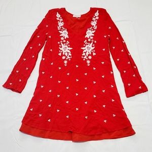 Sugarlips bell raiser v-neck floral Embroidery size medium red